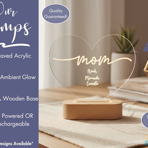 Custom Night Light for Mom | Mother’s Day Gift for Nana, Mimi & Grandma - Picture 3 of 8